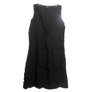 Eileen Fisher Black Rouched linen blend sleeves dress Midi PP 2p / 4P XSP